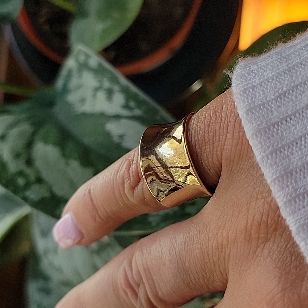 Wide Contour Band Cuff Ring - Picture 10 of 11